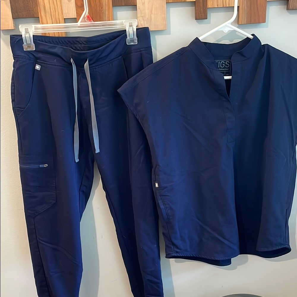 Figs Blue Scrub Set Joggers with Drawstring Waist